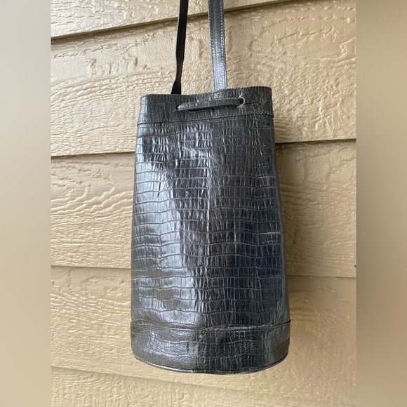 Vintage Jennifer graham leather Drawstring bucket Bag, black - Picture 16 of 16